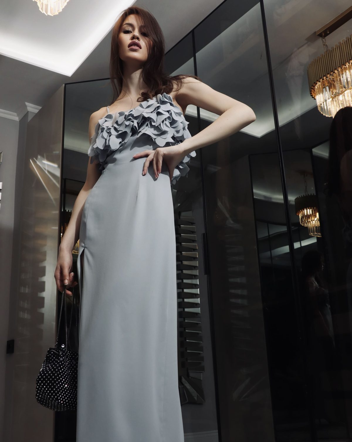 GRAY LUXURY LONG DRESS - 7