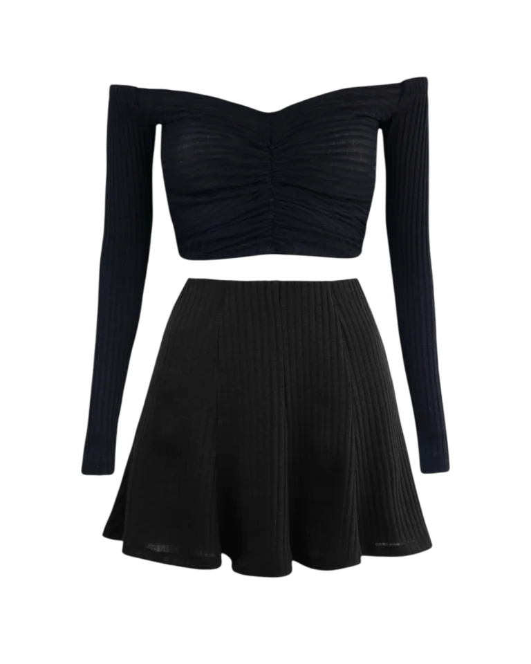 СЕТ BLACK KNITTING SHORT