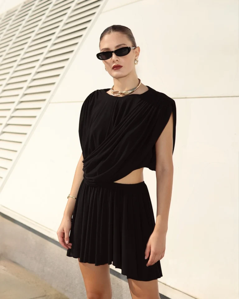 second img: Noir Drapé Top
